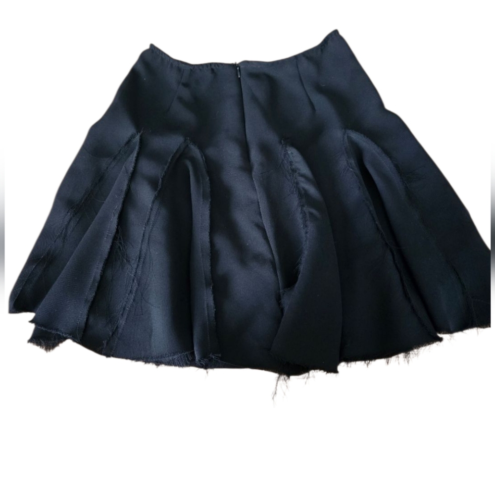 A Line Mini Skirt Frayed S Exposed Hem European Spanish Pleated Goth Sub…